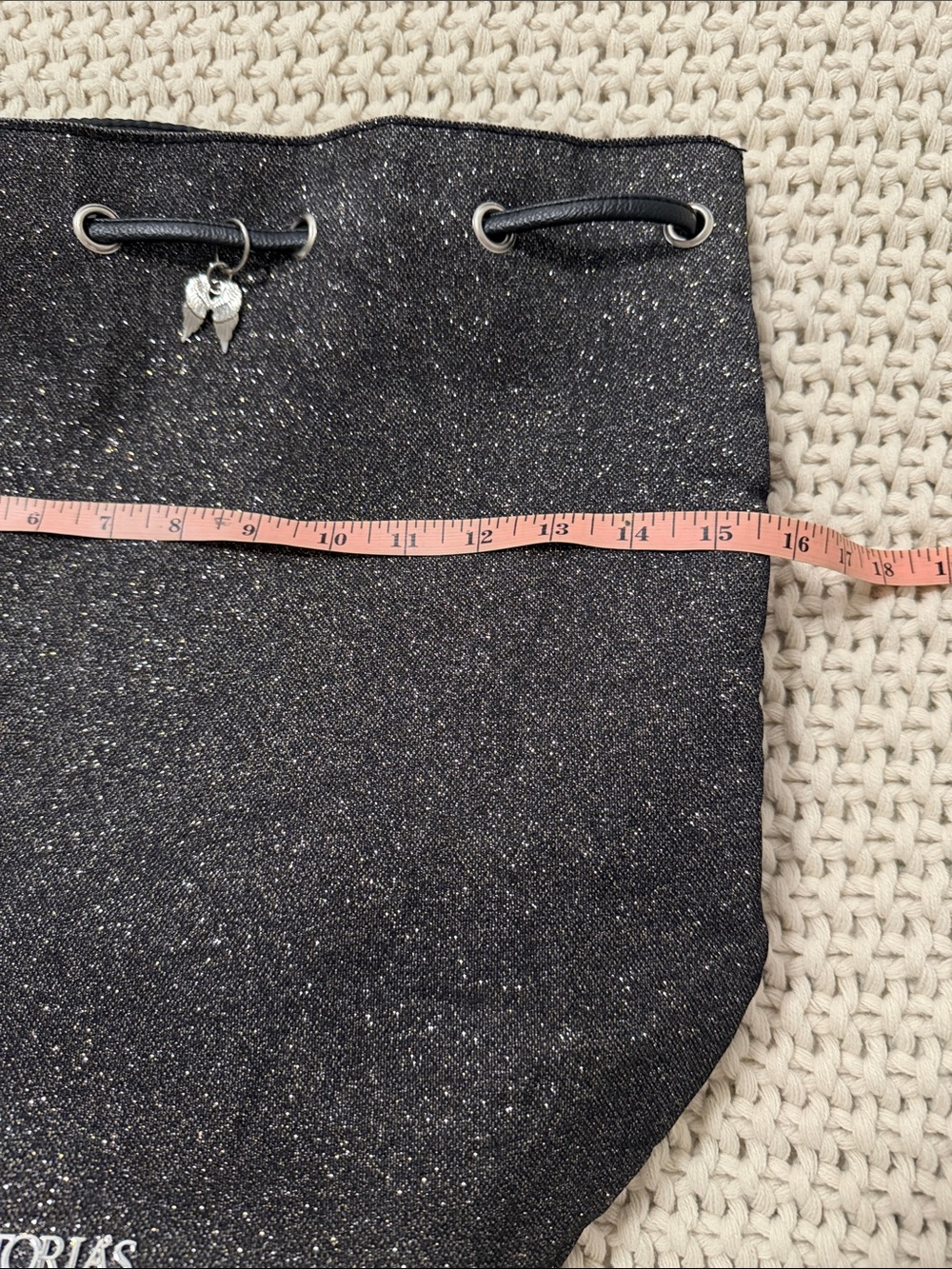 Victoria's Secret Black Sparkling Drawstring Backpack - Picture 9 of 13